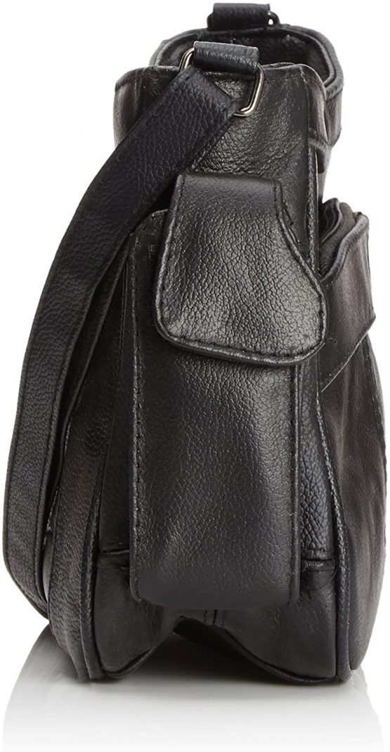 Lorenz Leather bag with twin top zips (Black) - Image 3