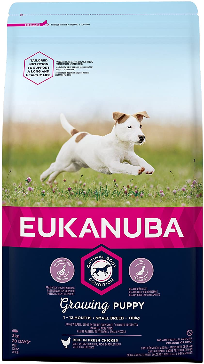 Eukanuba Complete Dry Dog Food for Puppy Small Breeds with Fresh Chicken 3 kg, black, 3 kg (Pack of 1)