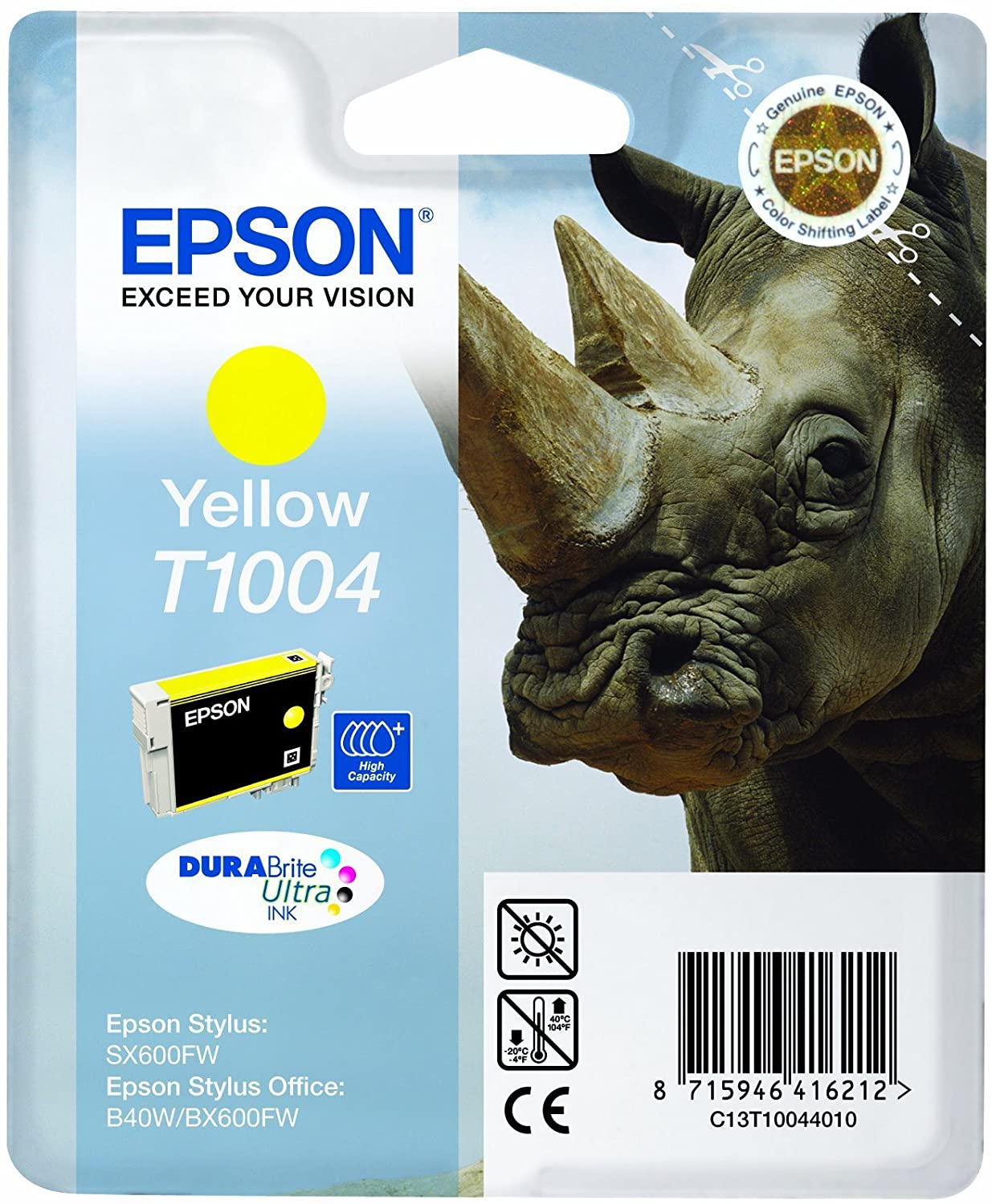 Epson T1004 Yellow Ink Cartridge for SX600FW, B40W/BX600FW, Genuine, Amazon Dash Replenishment Ready