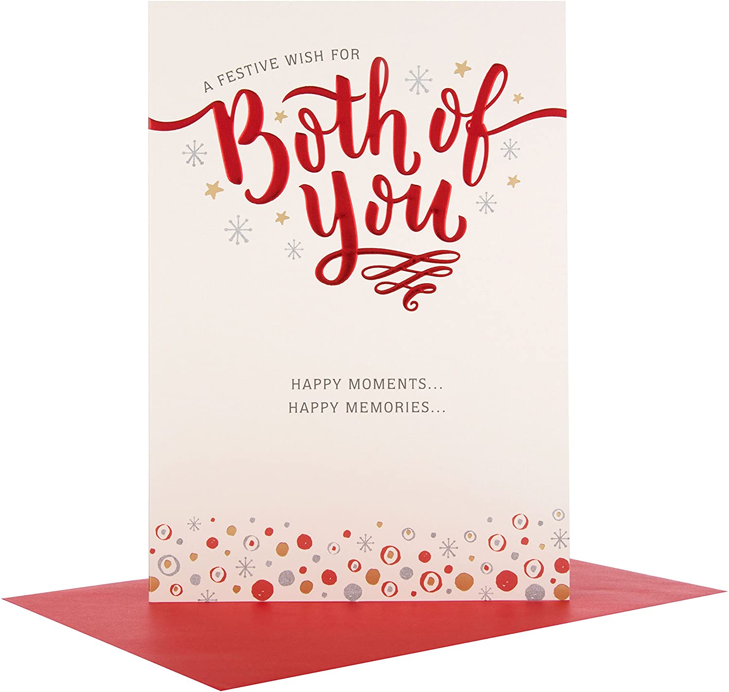 Hallmark Medium To Both "Happy Memories" Christmas Card, Metallic with red and green accents - Image 3