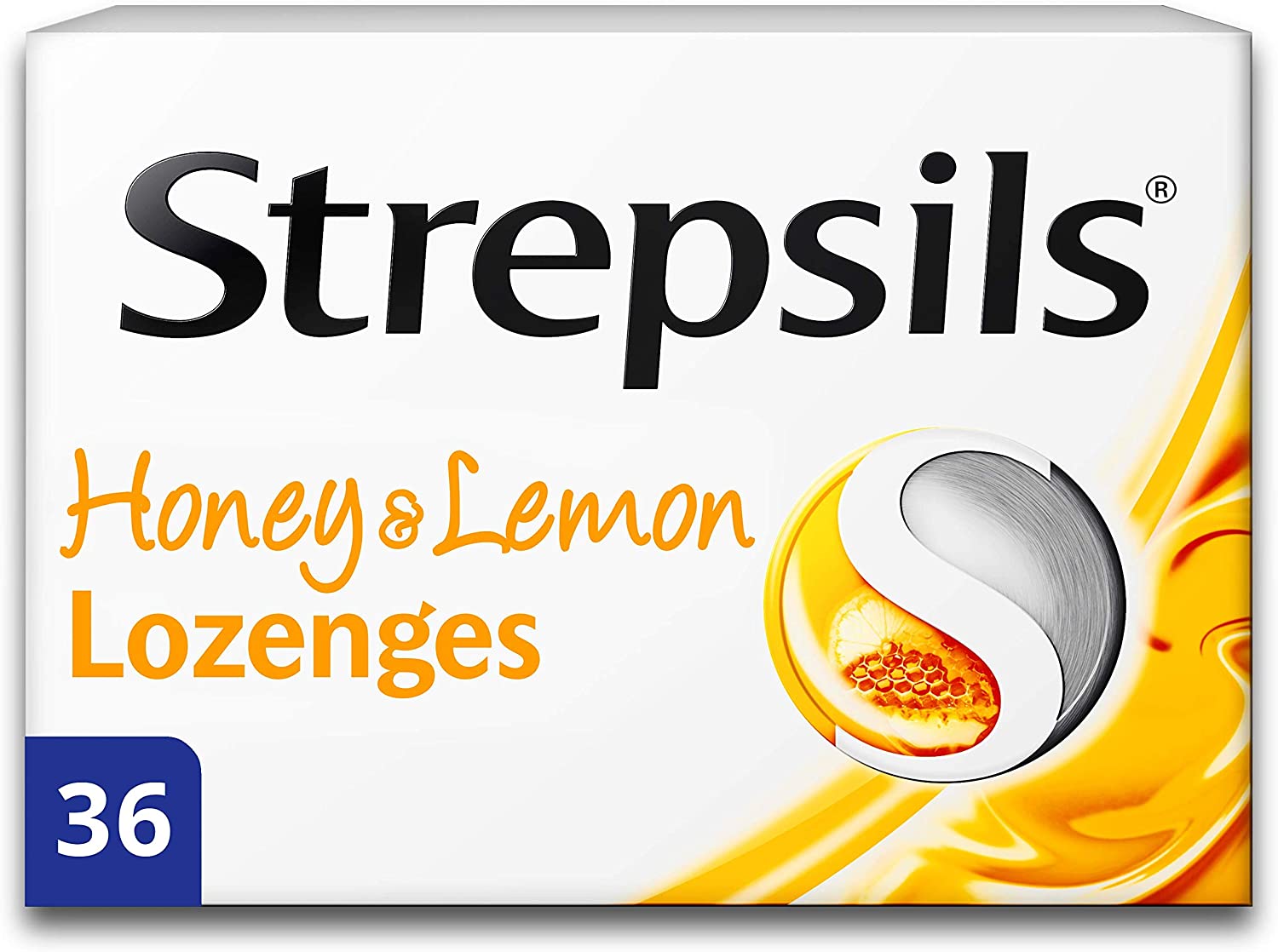 Strepsils Honey Lemon Lozenges, 36 Count, Fast Acting Sore Throat Relief, Soothes Fights Viral/Bacterial Infections