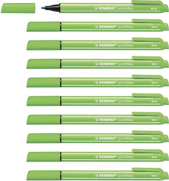 Nylon Tip Writing Pen - STABILO pointMax Box of 10 Leaf Green