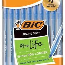 BIC Round Stic Ball Pens, Medium Point, Blue, 10-Count