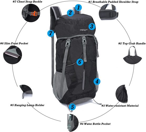 65L Lightweight Hiking Backpack Foldable Multi-Functional Travel Bag Water Resistant Casual Camping Rucksack for Men Women Outdoor Sport Mountain - Image 3