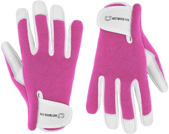 Ladies/Mens Leather Gardening Gloves Thorn Proof Garden work gloves (Small, Pink) - Image 2