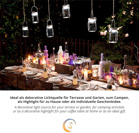 SONNENGLAS Classic 1000ml | Original Award-Winning Solar Lantern|Indoor and Outdoor | With USB Charging l Glass and Stainless Steel | Decorate Inside | Fair Trade from South Africa - Image 3
