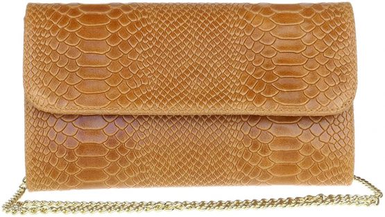 Girly Handbags Italian Leather Snake Print Suede Clutch Bag - Image 4