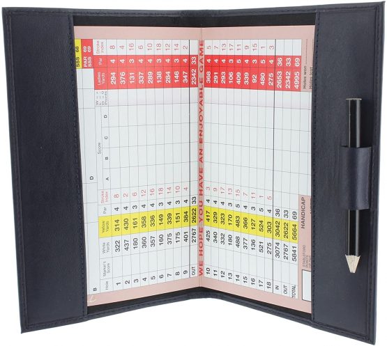 Large Leather Golf Scorecard Holder - for UK, Ireland & European scorecards 2314 Navy