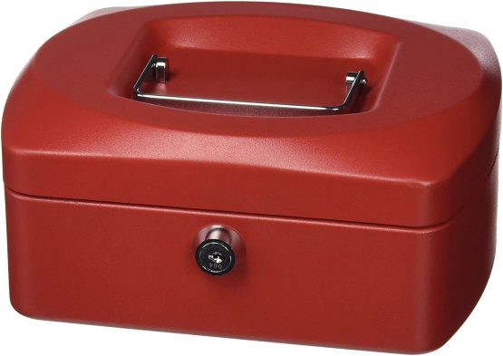 Q-Connect KF04249 Cash Box 8-inch - Red