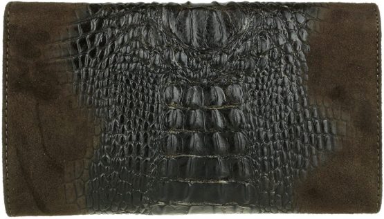Girly Handbags Italian Suede Leather Croc Plain Clutch Bag - Image 2