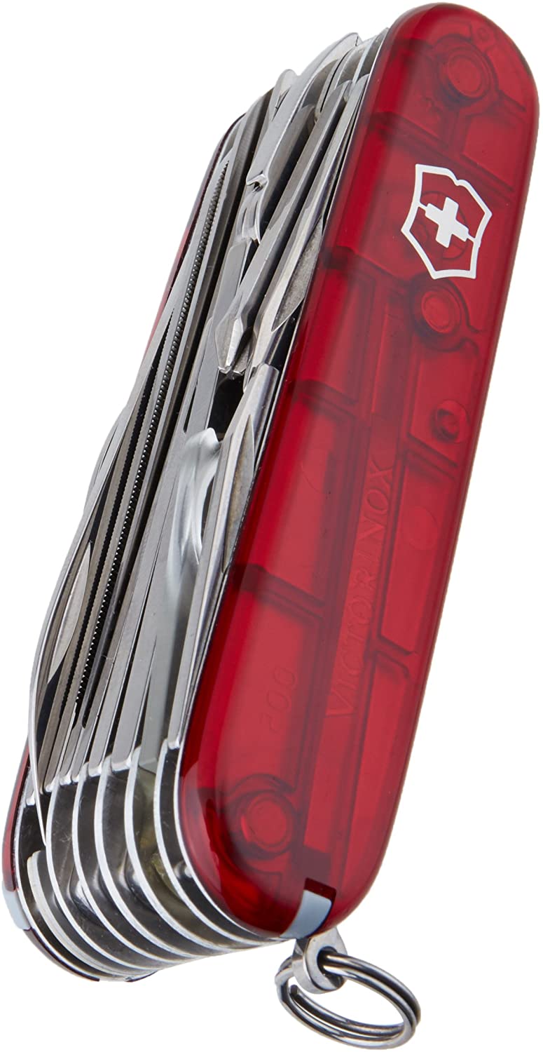 Victorinox Swiss Champ Swiss Army Knife, Medium, Multi Tool, 33 Functions, Blade, Scissors, Red Transparent - Image 2
