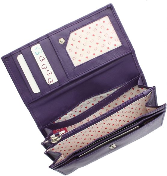 Mala Lucy Collection Ladies Leather Flap Over Purse 3186_30 RFID Blocking Purple - Image 4
