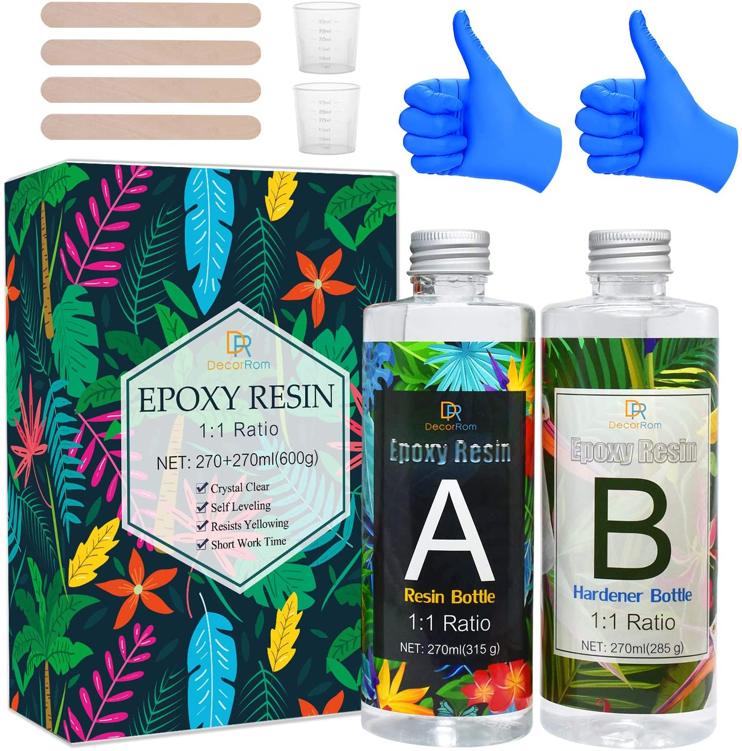 Epoxy Resin Kit, 540ml / 600g Crystal Clear Epoxy Resin for Casting and Coating