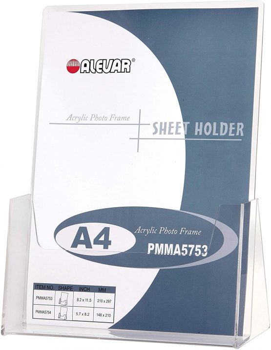 Alevar PMMA5753 Leaflet Holder with 1 Acrylic Compartment