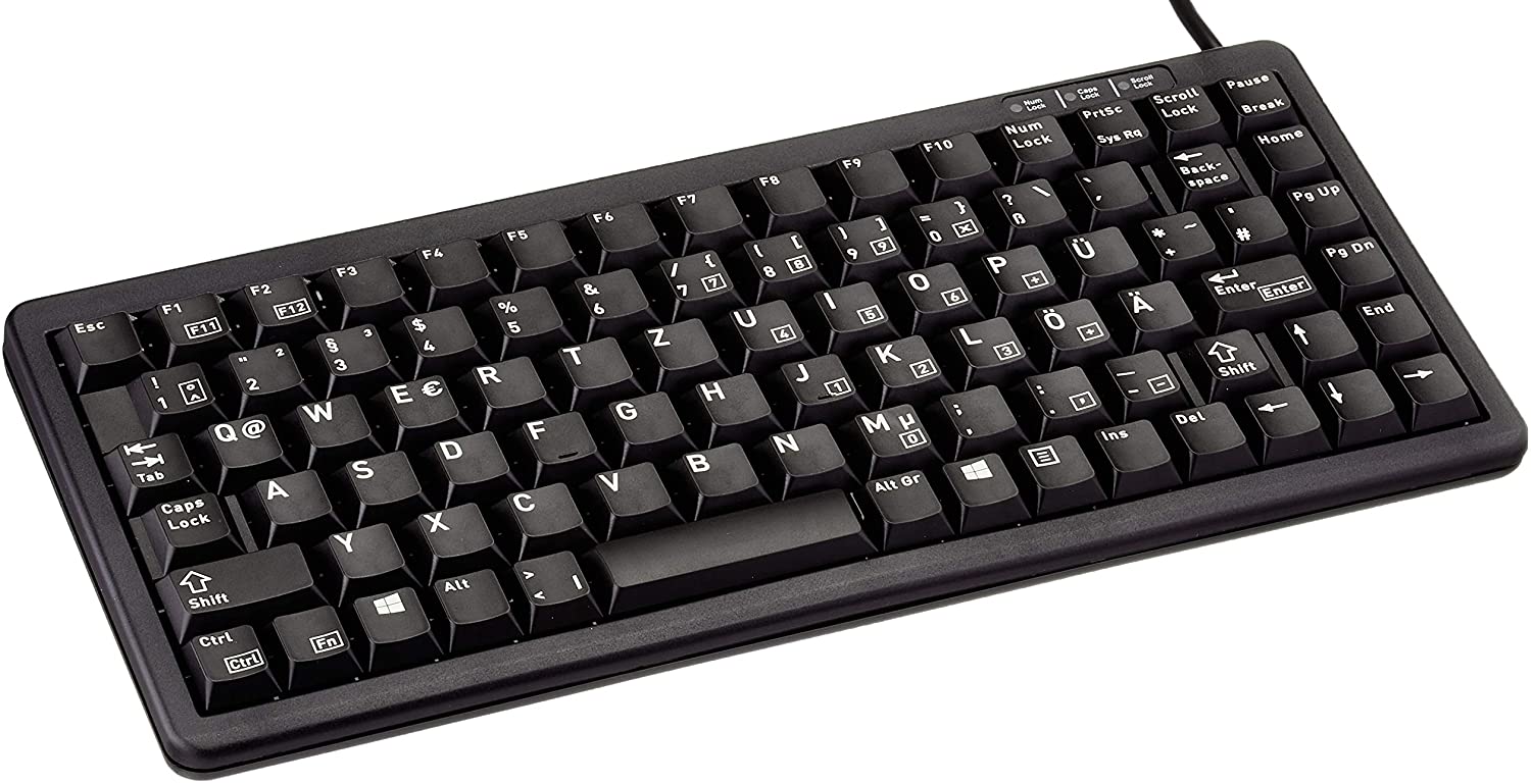 Cherry USB/PS2 Wired Mini Compact Keyboard Black (German Layout