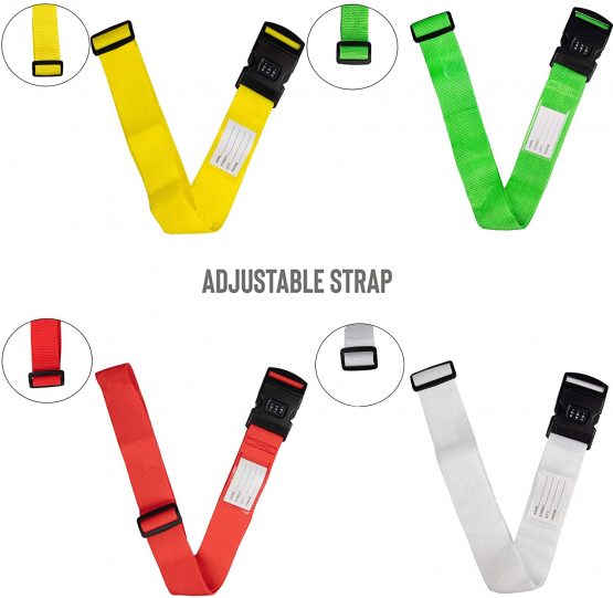 Gone Travelling Luggage Straps with Combination Lock for Secure Suitcases - Packing Belt Strap with Quick Clip Buckle - Travel Accessories for Backpacks, Holdall and Suitcases - Assorted Colours - Image 3