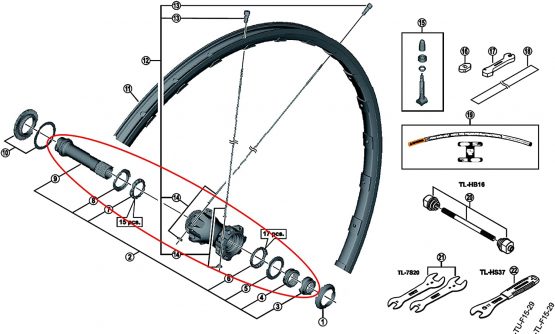 Shimano SPARE PART WHM9000-TL-F15 comp hub axle - Image 2