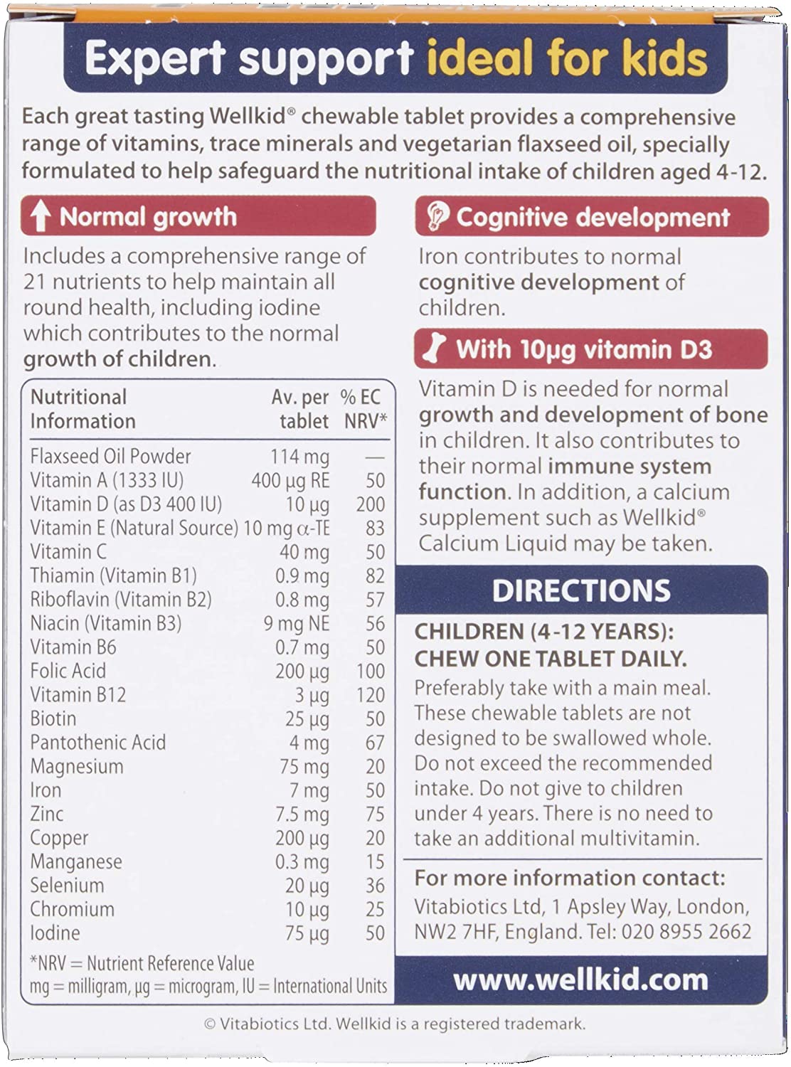 Vitabiotics Wellkid Multi-Vitamin Smart Chewable - 30 Tablets, New, 30 count (Pack of 1) - Image 2