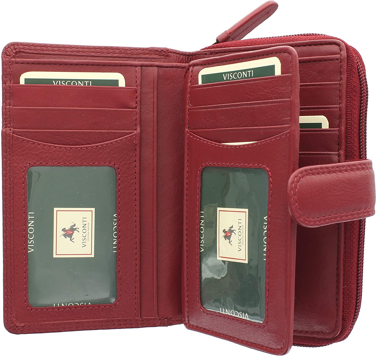 VISCONTI Heritage Collection Madame Leather Purse with Tab Closure RFID Blocking HT33 Red - Image 3