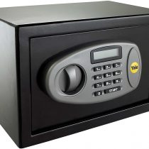 Yale Y-SS0000NFP Small Digital Safe, Steel Construction, Steel Locking Bolts, LCD Display, Emergency Override Key, Wall And Floor Fixings, Black Finish, 8 Litre Capacity 20 x 31 x 20 cm