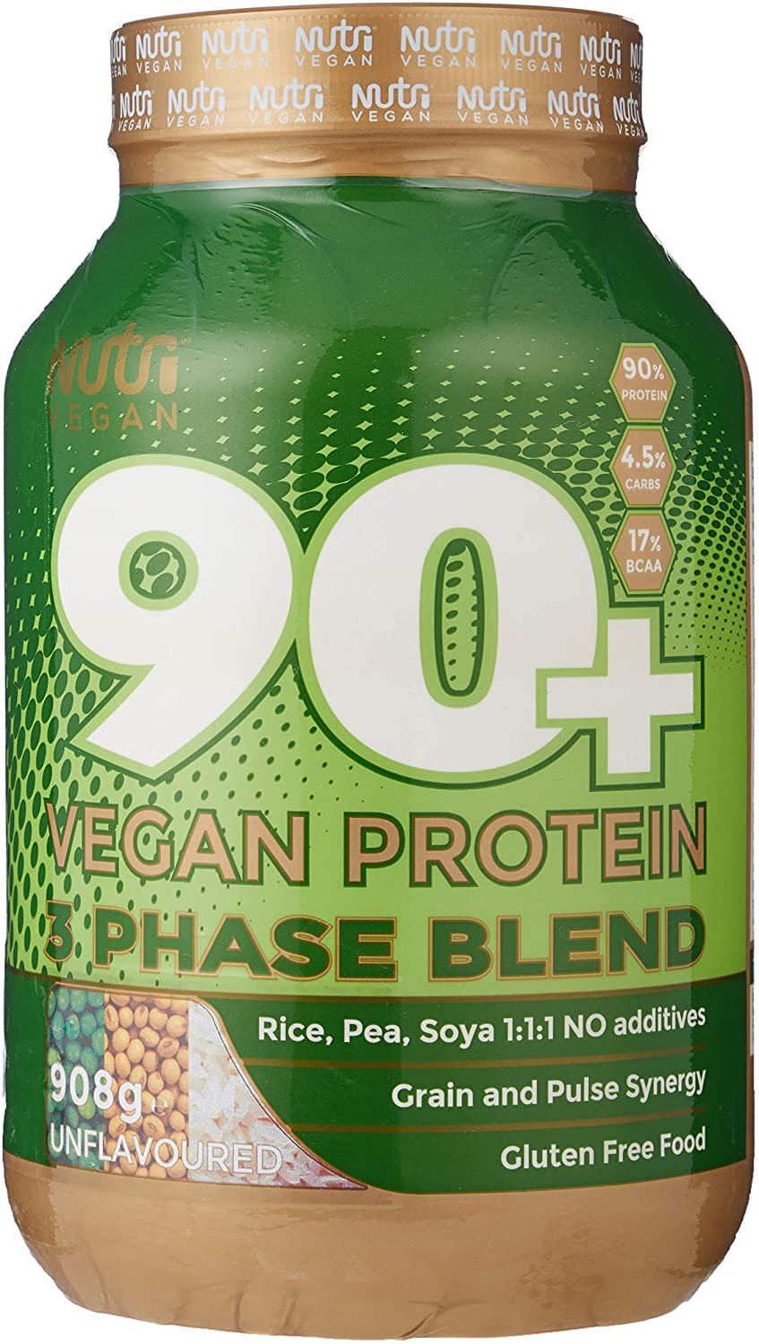Nutrisport 90+ Protein Vegan Unflavoured 908g, 908 g (Pack of 1)
