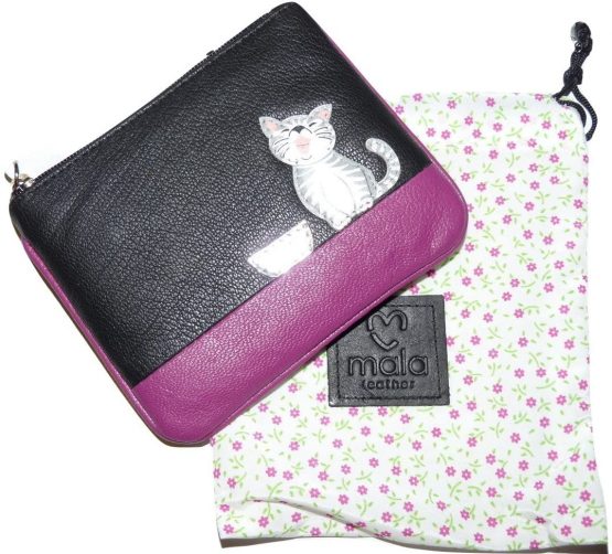 Ziggy Cat Coin Purse by Mala Leather with Gift dustbag 4153 99 Soft Leather (Black) - Image 2