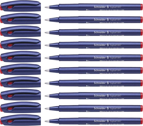 Schneider Topball 847 Rollerball Pen - Red (Pack of 10)