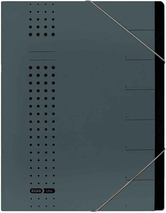 ELBA Chic A4 Folder Cardboard 7 Compartments Anthracite Pack of 5