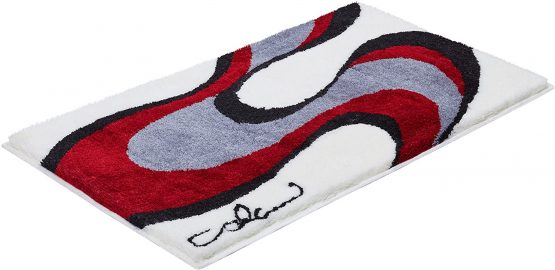 Grund Designer Bath Mat COLANI, Ultra Soft and Absorbent, Anti Slip, 5 Years Warranty, Colani 11, Bath Mat 70x120 cm, White-Red - Image 3