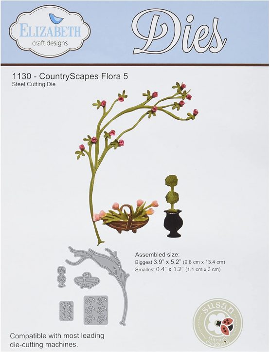 Elizabeth Craft Designs Metal Die Flora 5.4 5.2-inch, Acrylic, Multicoloured, 0.1 x 5.4 x 8.4 cm