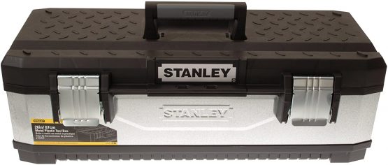 STANLEY Galvanised Toolbox Chest with Heavy Duty Metal Hinge, Portable Tote Tray for Tools and Small Parts, 26 Inch, 1-95-620