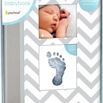 Pearhead P62212 Chevron Baby Memory Book with Clean Touch Ink Pad, Spanish Version, Grey