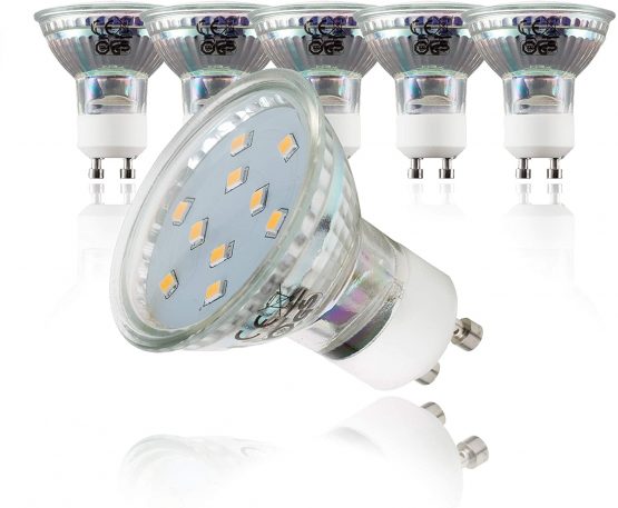 B.Kt - Set of 10 LED 3W GU10 Light Bulbs, Warm White 250lm