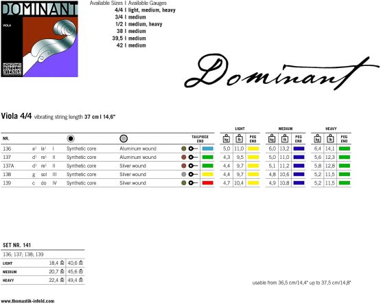 Dominant Strings 136 4/4 Aluminium Wound Viola A String - Image 3