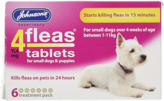 Johnsons Veterinary Products 4Fleas Tablets for Puppies and Small Dogs Treatment Pack, Pack of 6