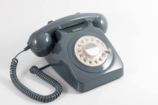 GPO 746 Rotary 1970s-Style Retro Landline Telephone, Classic Telephone with Ringer On/Off Switch, Curly Cord, Authentic Bell Ring for Home, Hotels- Grey - Image 2