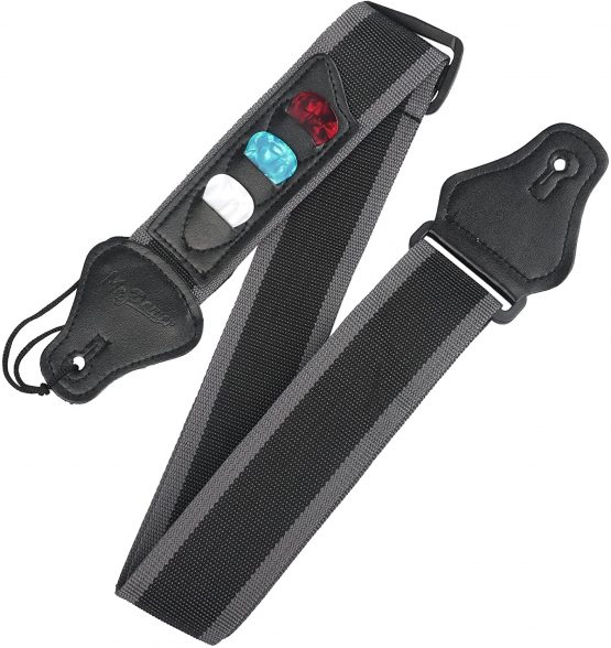 Mrr Guitar Strap with 3 Pick Holders for Electric/Acoustic Guitar