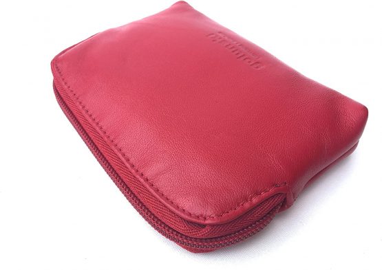 Golunski 327 Small Super Soft Leather Credit Card,Coin Zip Purse with Floral Design Interior (Red) - Image 3