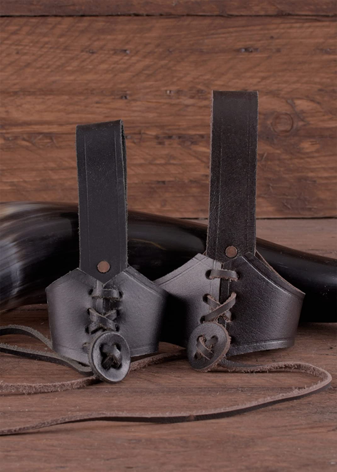 Drinking Horn Holder Belt Attachment Made from Leather for Drinking From 0.4 L - Medieval Viking Black Larp - Image 2