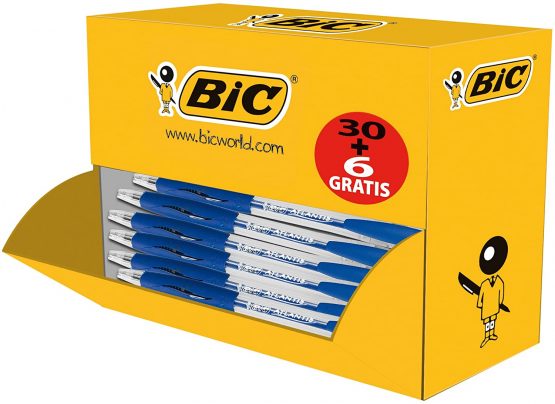 BIC Atlantis Classic Retractable Ballpoint Pens Medium Tip (1 mm) - Blue, Box of 30 + 6