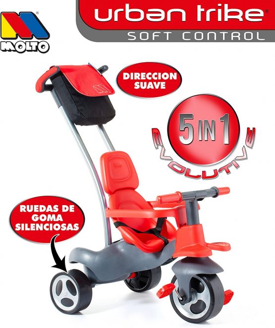 Urban TrikeSoft Control Trike for Children with 5 Assembly Shapes, Red or Pink colour. (Red) - Image 4
