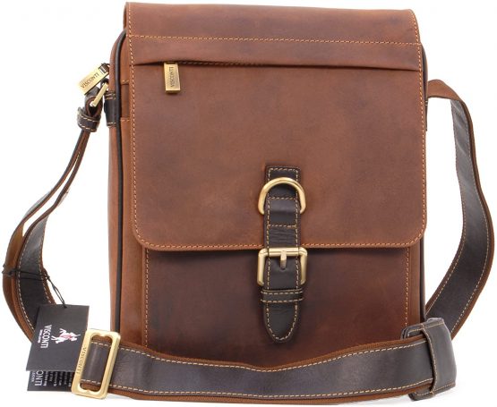 VISCONTI - Cross Body Organiser Bag - Genuine Leather - Flap Over Shoulder Messenger Bag - iPad/Kindle -16011 - LINK
