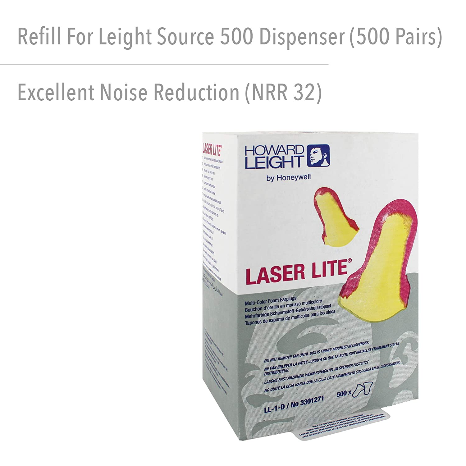 Honeywell LL-1D Howard Leight LaserLite Earplug Refill, Pack of 500, LL-1-D, Yellow & Magenta - Image 2