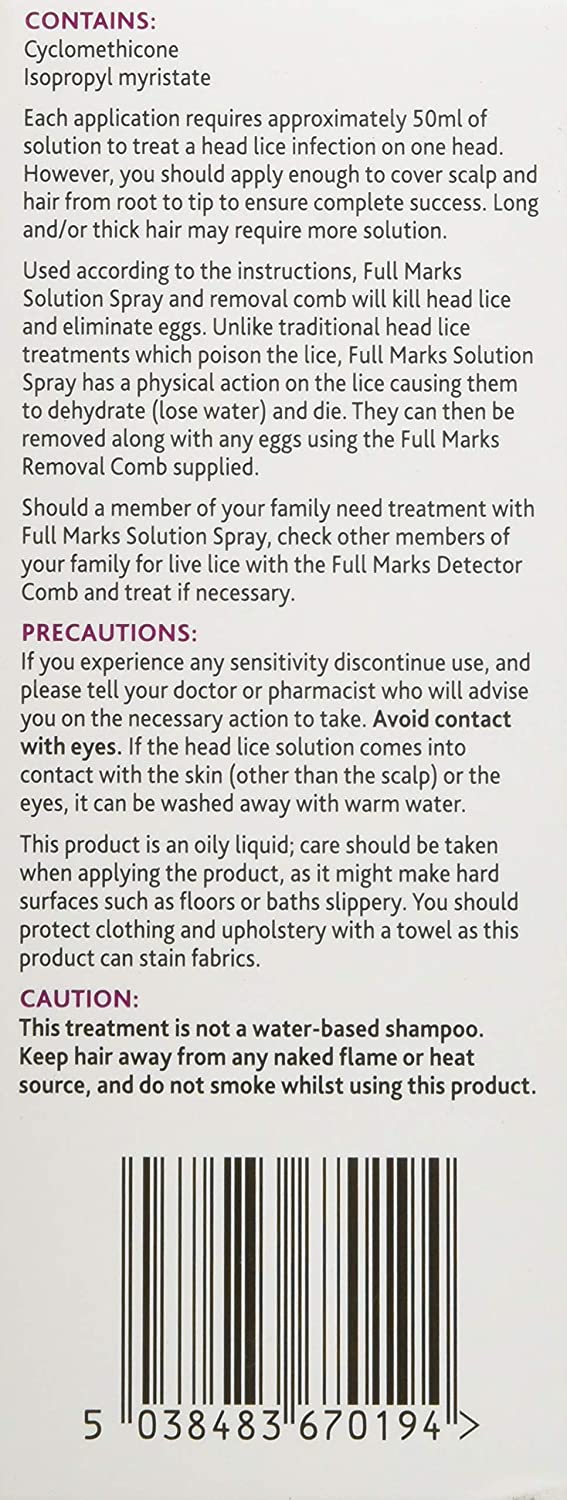 Full Marks Head Lice Solution Spray, 150ml BigaMart