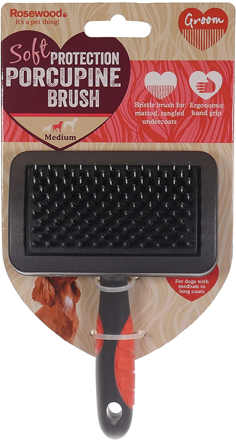 Rosewood Soft Protection Porcupine Brush for Dogs Medium, grey and orange - Image 2