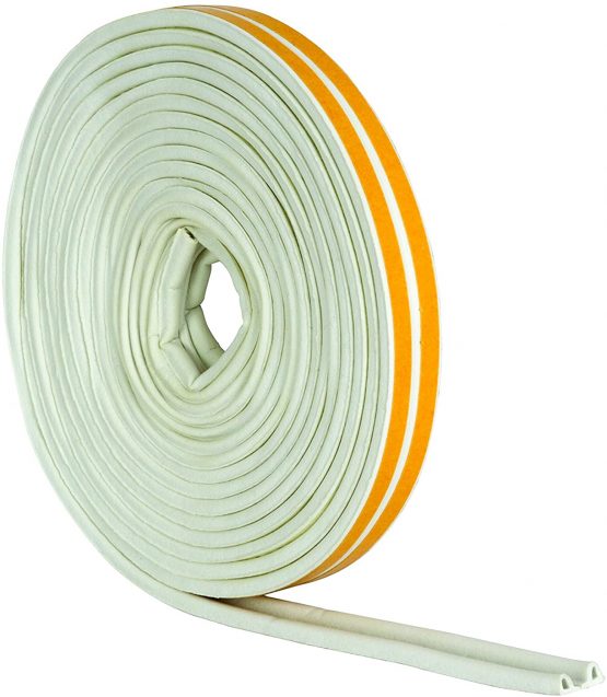 STORMGUARD White 05SR034010MW 10m EPDM 'P' Profile Self-Adeshive Rubber Draught Excluder, L-10 Metres W-9mm H-5mm