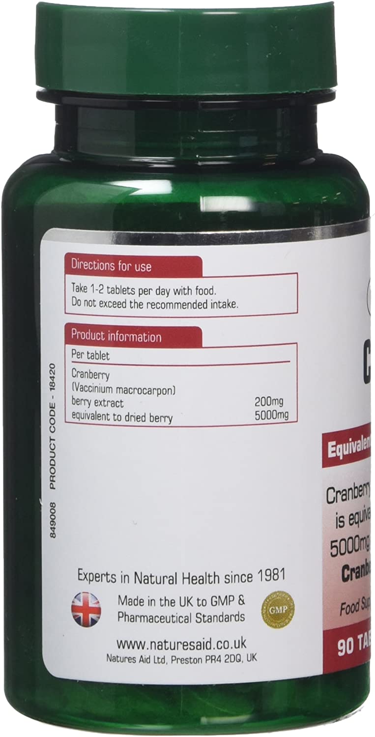 Natures Aid Cranberry 200mg, High Strength Tablets, Supports Urinary Tract Health & Immune System, Antioxidant Protection - Image 2