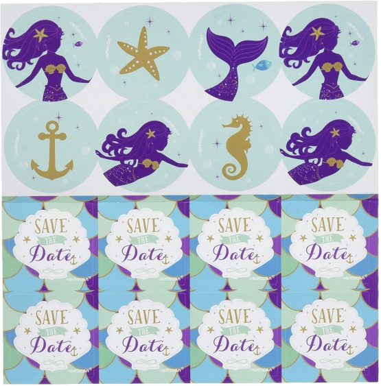 Amscan 491975 - Mermaid Wishes Party Postcard Invitations & Stickers - 8 Pack - Image 3