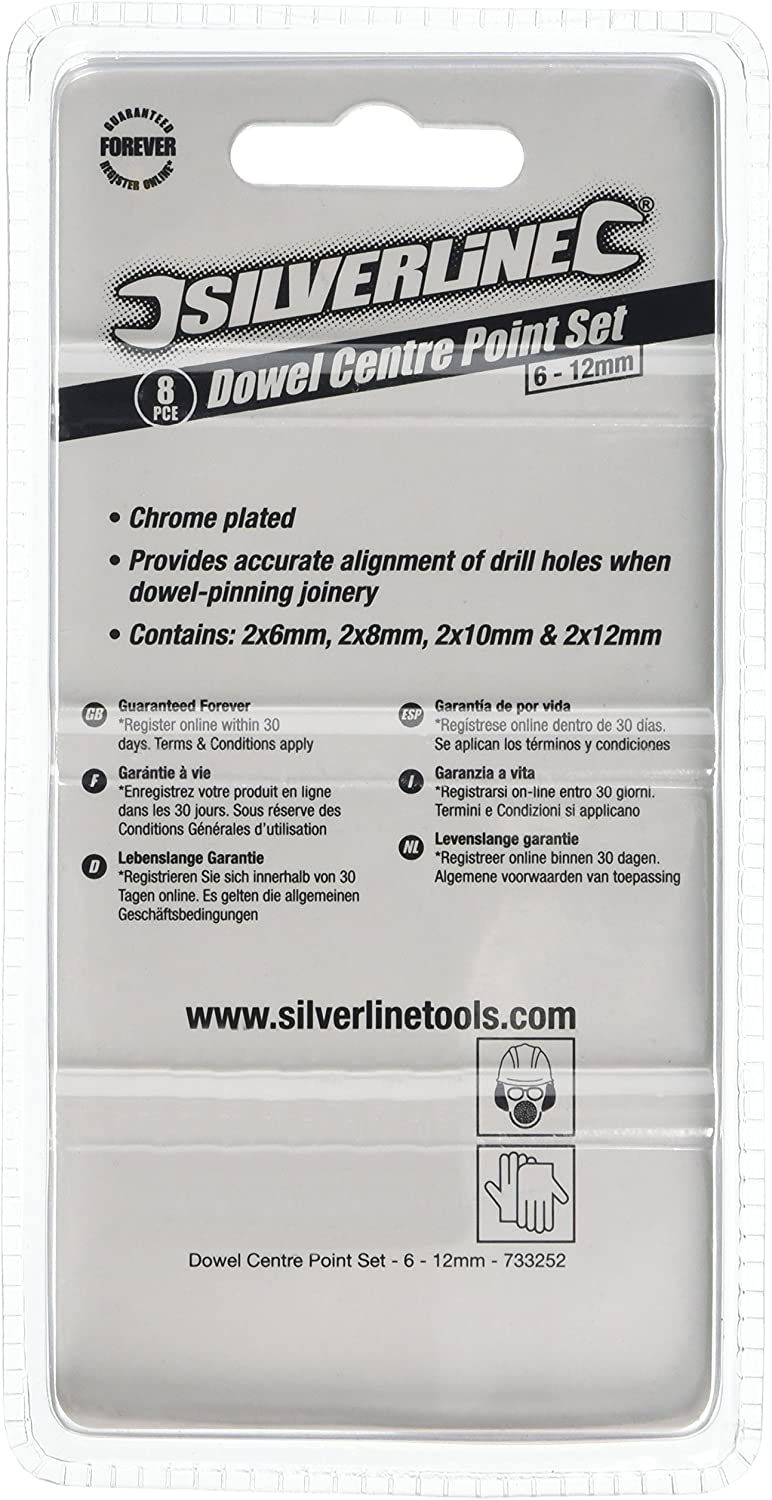 Silverline 733252 Dowel Centre Point Set 8pce 6 - 12 mm, 6-12mm x 8mm - Image 2