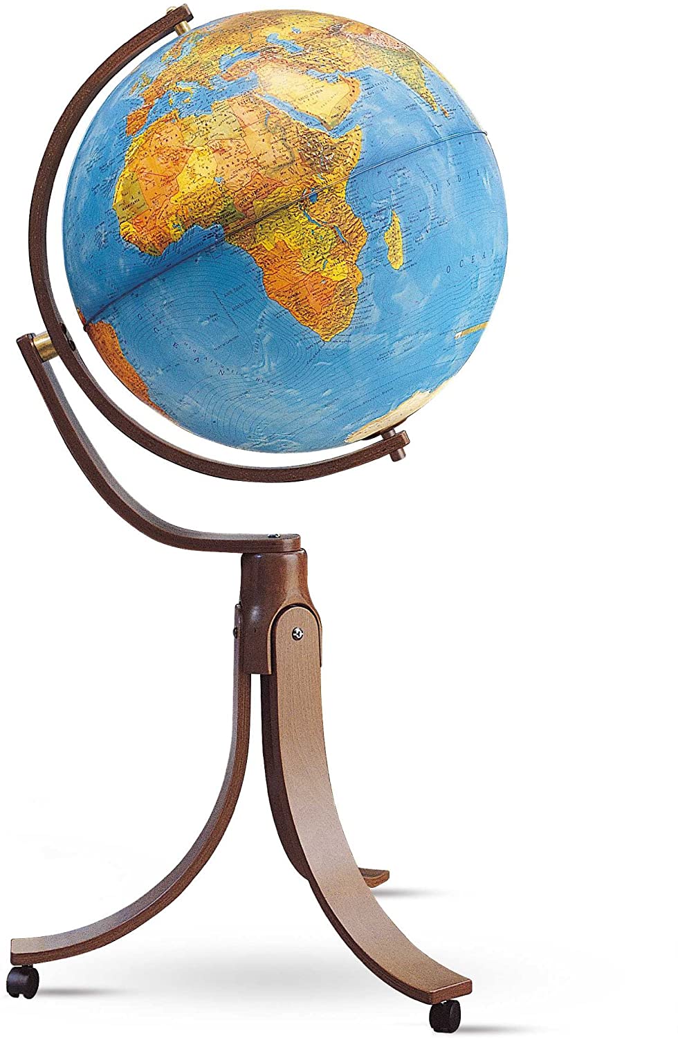 Nova Rico Emily Freestanding Illuminated Hardwood Globe - 50 cm, blue, Small